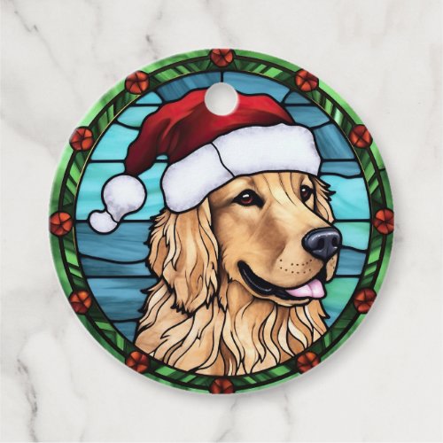 Golden Retriever Stained Glass Christmas Favor Tags