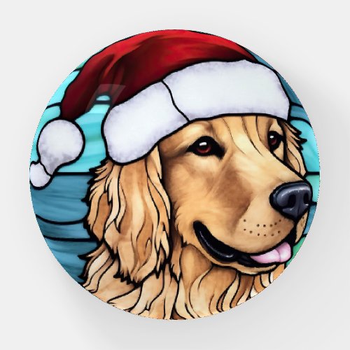 Golden Retriever Stained Glass Christmas Paperweight