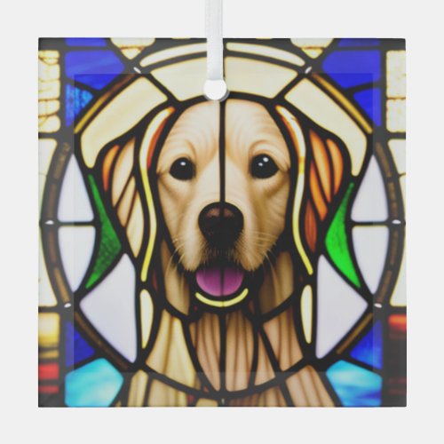 Golden Retriever Stained Glass  Glass Ornament