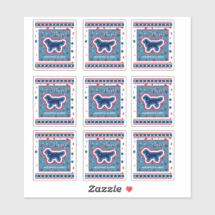 Golden Retriever Stars Red White Blue 4th Of July Sticker