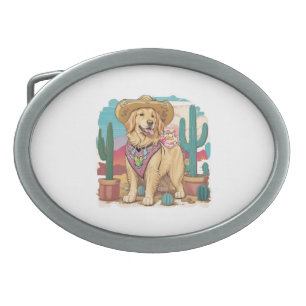 Golden Retriever stay cool anywhere Belt Buckle