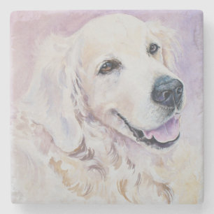 Golden retriever stone coaster