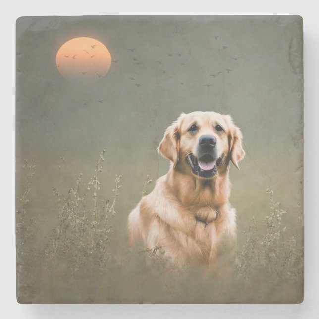Golden Retriever  Stone Coaster (Front)