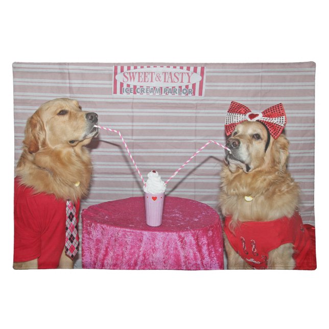 Golden Retriever Strawberry Milkshake Placemat (Front)