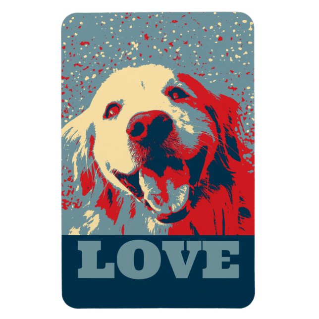 Golden Retriever Stylized Love Magnet (Vertical)
