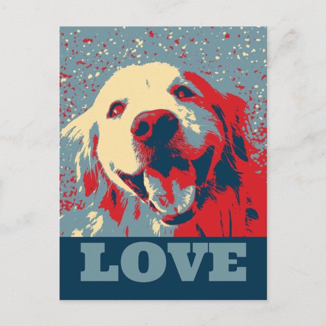 Golden Retriever Stylized Love Postcard (Front)