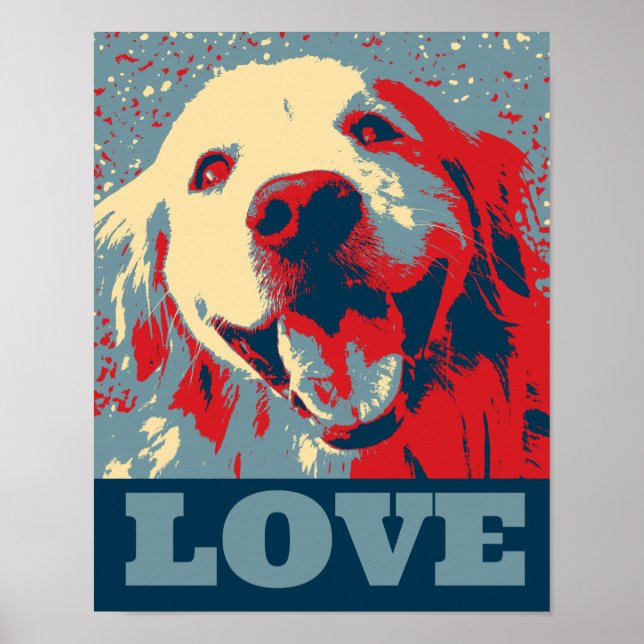 Golden Retriever Stylized Love Poster (Front)