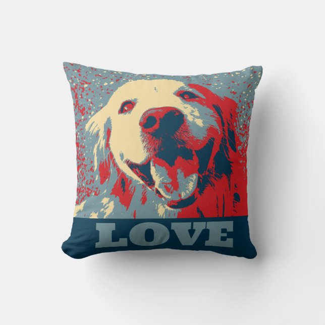 Golden Retriever Stylized Love Throw Pillow (Front)