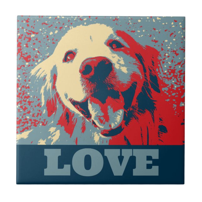 Golden Retriever Stylized Love Tile (Front)