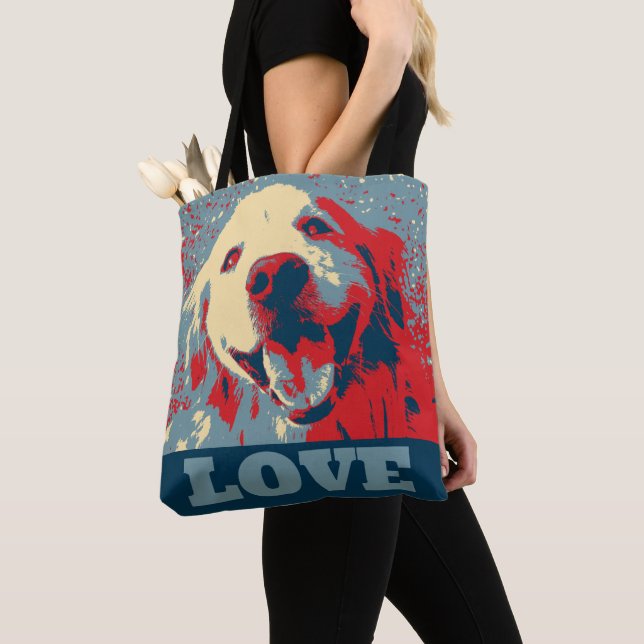 Golden Retriever Stylized Love Tote Bag (Close Up)