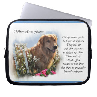 Golden Retriever Summer Garden Laptop Sleeve