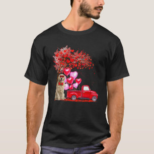 Golden Retriever Sunglasses Hearts Tree Pickup Tru T-Shirt