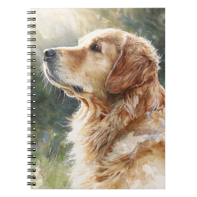 Golden Retriever Sunlit Portrait Notebook (Front)