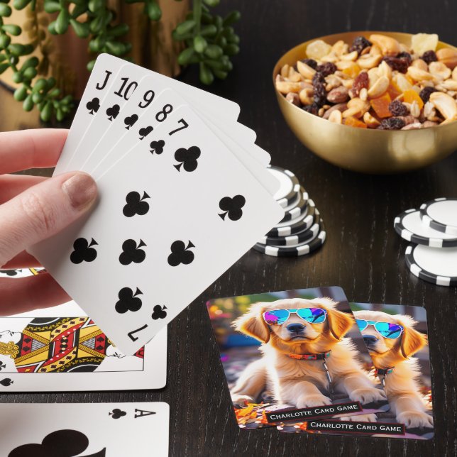Golden Retriever Sunny Monogram kids Old Maid Game Poker Cards (In Situ)