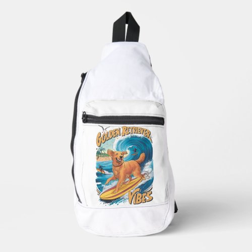 Golden Retriever Surfing Paradise Sling Bag