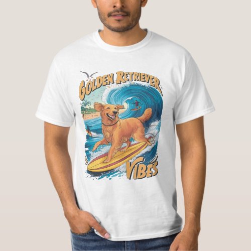 Golden Retriever Surfing Paradise T_Shirt