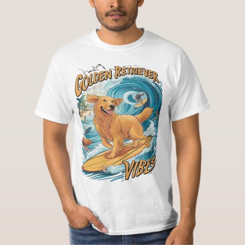 Golden Retriever Surfing Paradise T_Shirt