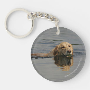 Golden Retriever Swimming Keychain