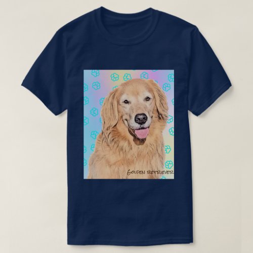 Golden retriever T_shirt with Paw print Tシャツ