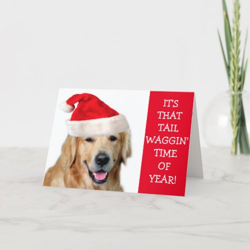 Golden Retriever Tail Waggin Christmas Holiday Card