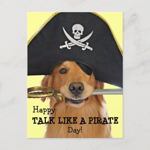 Golden Retriever Talk Like a Pirate Day Postcard