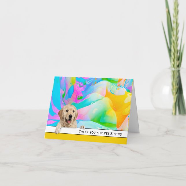 Golden Retriever Thank You for Pet Sitting Card (Front)