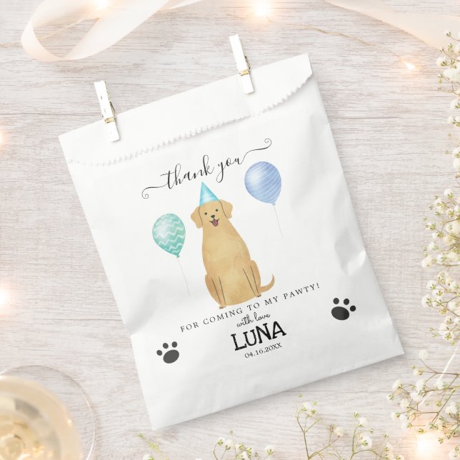 Golden Retriever Thank You Treat Party Favor Bags (Clipped)