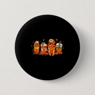 Golden Retriever Thanksgiving Fall Coffee Pumpkin Button