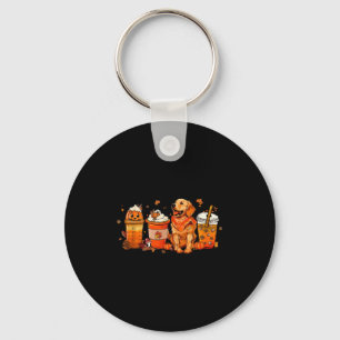 Golden Retriever Thanksgiving Fall Coffee Pumpkin Keychain