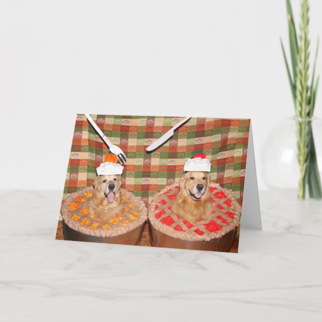 Golden Retriever Thanksgiving Pies Card (Front)