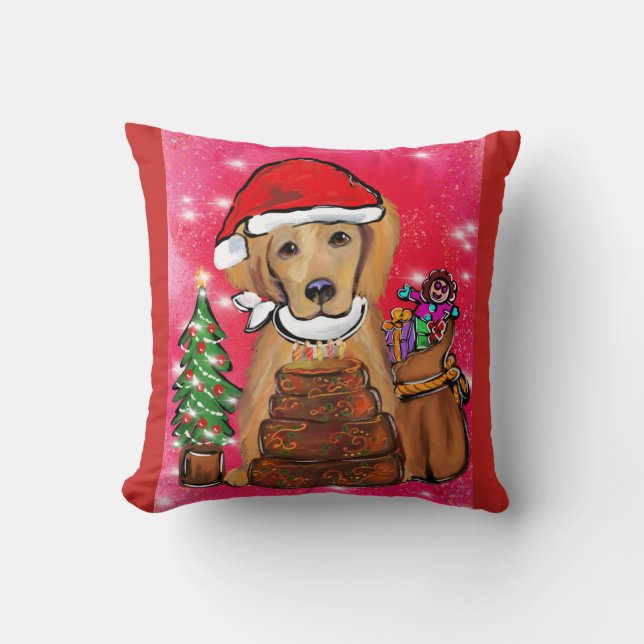 Golden Retriever Throw Pillow (Front)