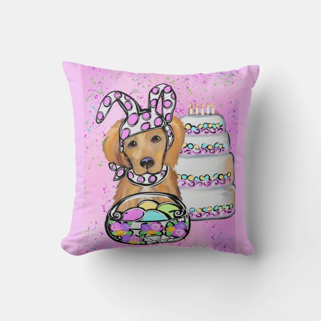 Golden Retriever Throw Pillow (Front)