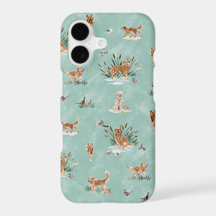 GOLDEN RETRIEVER TOILE Aqua iPhone 17 Case