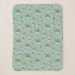 GOLDEN RETRIEVER TOILE Aqua Sherpa Blanket