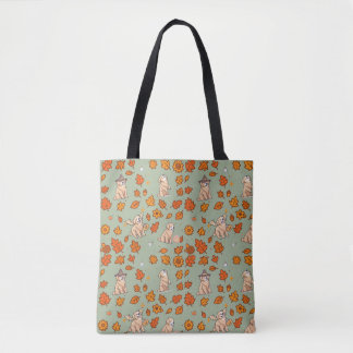 Golden Retriever Tote Bag Cute Halloween Floral