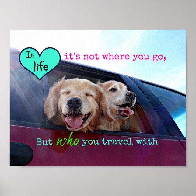 Golden Retriever Travel Friendship Poster (Front)