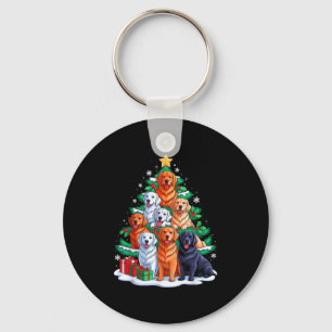 Golden Retriever Tree Christmas Xmas Squad Men Wom Keychain