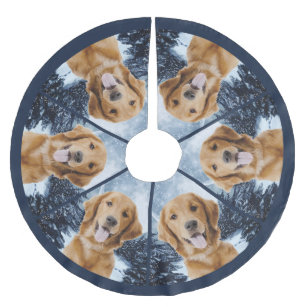 FUNINDIY Christmas Tree Skirt Christmas Golden Retriever Naughty but Nice Xmas Tree Skirt with Fringed Edge Christmas Decoration Holiday Party Ornaments
