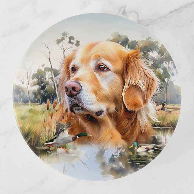 Golden Retriever Trinket Tray (Front)