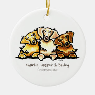 Golden Retriever Trio Personalized Ceramic Ornament