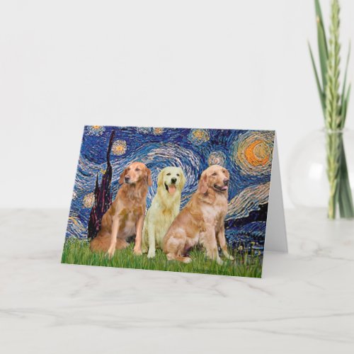 Golden Retriever Trio _ Starry Night Card