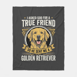 Golden Retriever True Friend Dog Fleece Blanket
