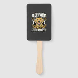 Golden Retriever True Friend Dog Hand Fan