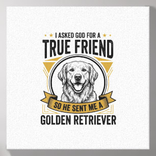 Golden Retriever True Friend Vintage Dog Lover Des Canvas Photo Tile
