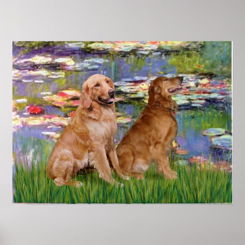 Golden Retriever two _ Lilies 2 Poster