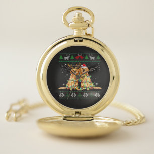 Golden retriever Ugly Christmas Dog Funny Christma Pocket Watch