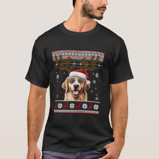 Golden Retriever Ugly Christmas Pajama Santa Hat R T-Shirt