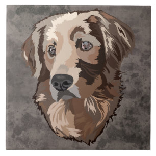 Golden Retriever ugly dog face Ceramic Tile