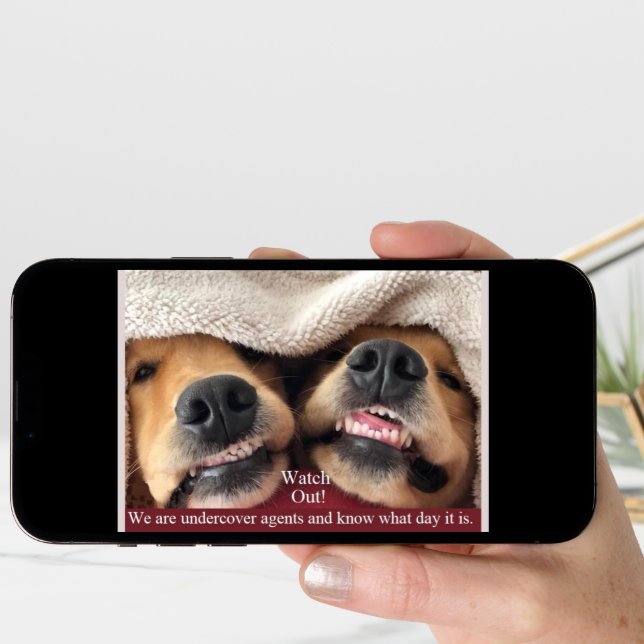 Golden Retriever Undercover Agents Birthday Card (Front Digital)