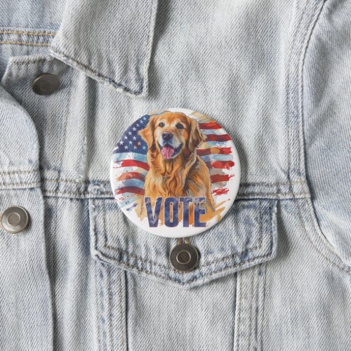 Golden Retriever US Elections Vote for a Change Button